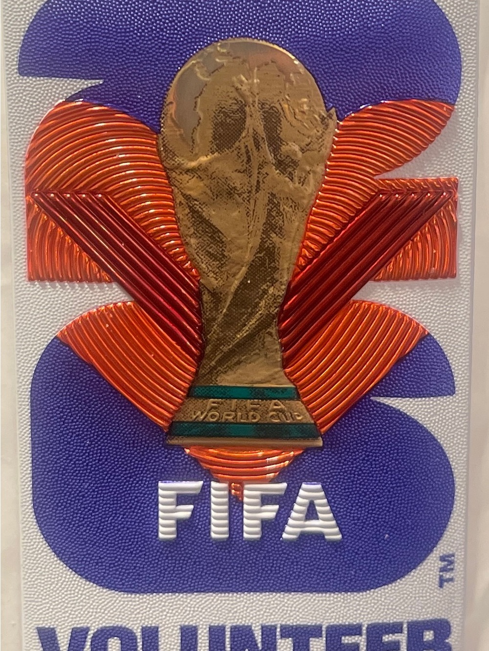 FIFA World Cup Volunteer Badge with Gold Trophy Motif